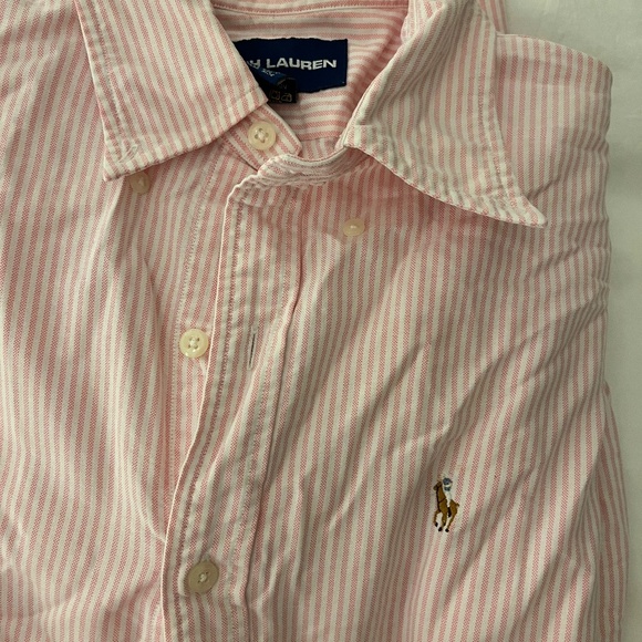 Ralph Lauren Polo Pink/White Striped Button Down - Picture 3 of 4